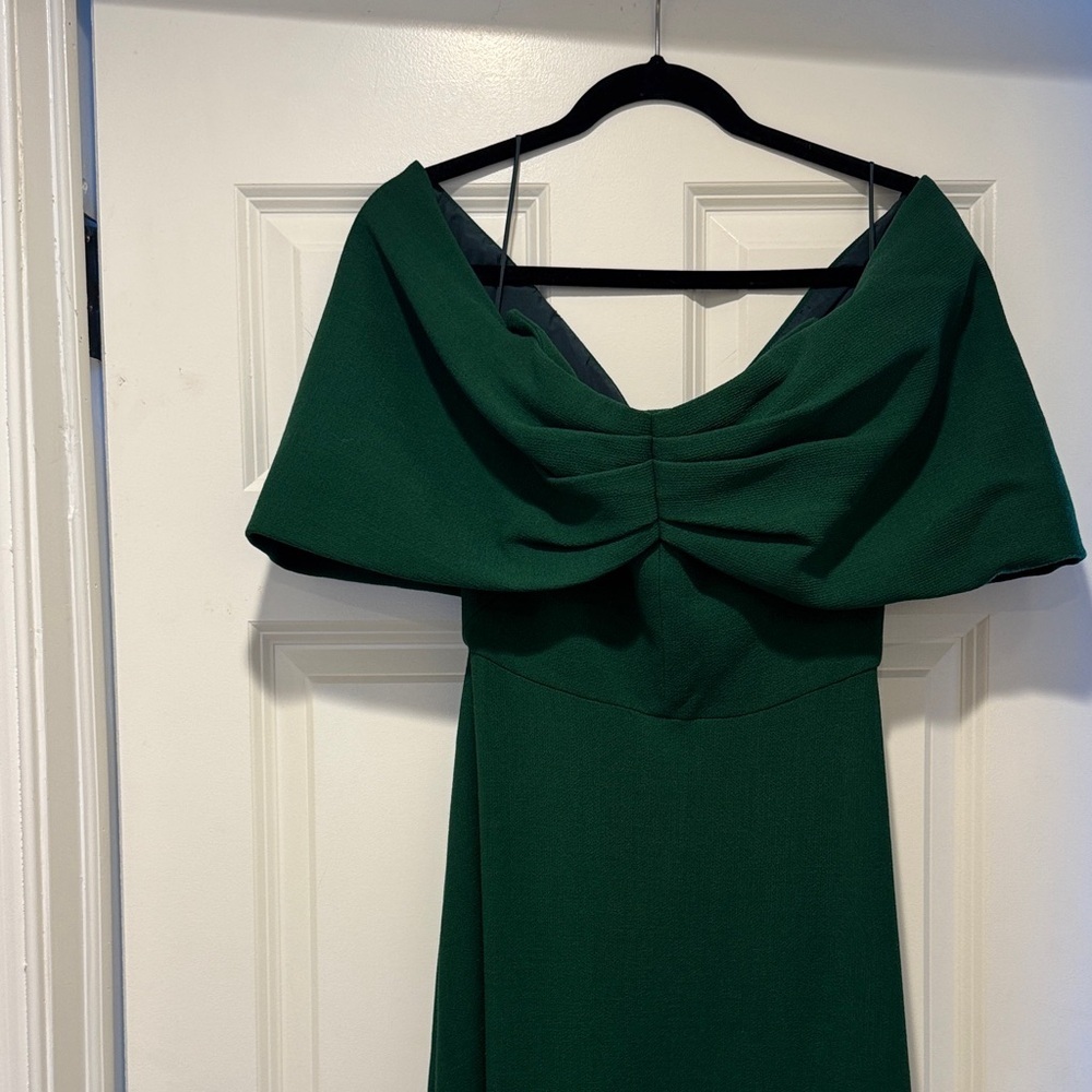 Lela Rose Emerald Green Gown Dress off shoulder - Picture 3 of 10